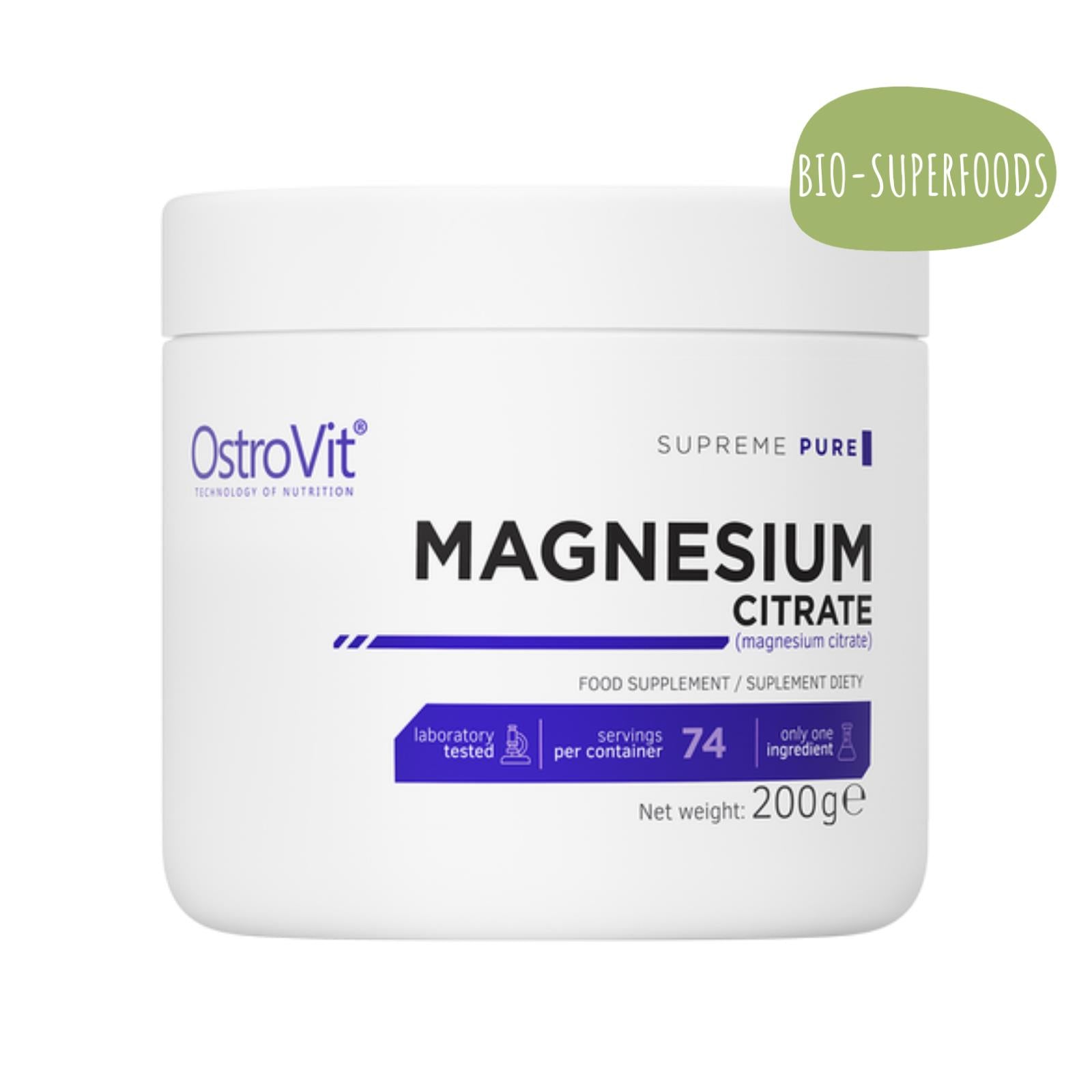 Magnesio Citrato Puro in Polvere Supremo Minerale Antistress 1 Ingrediente 200g