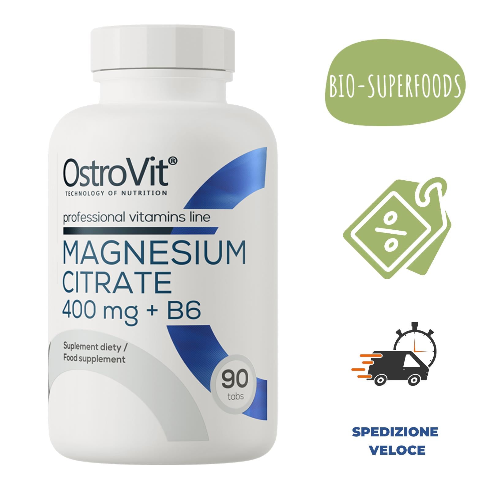 Magnesio Citrato con Vitamina B6 Compresse Alto Dosaggio Integratore VB6 400mg