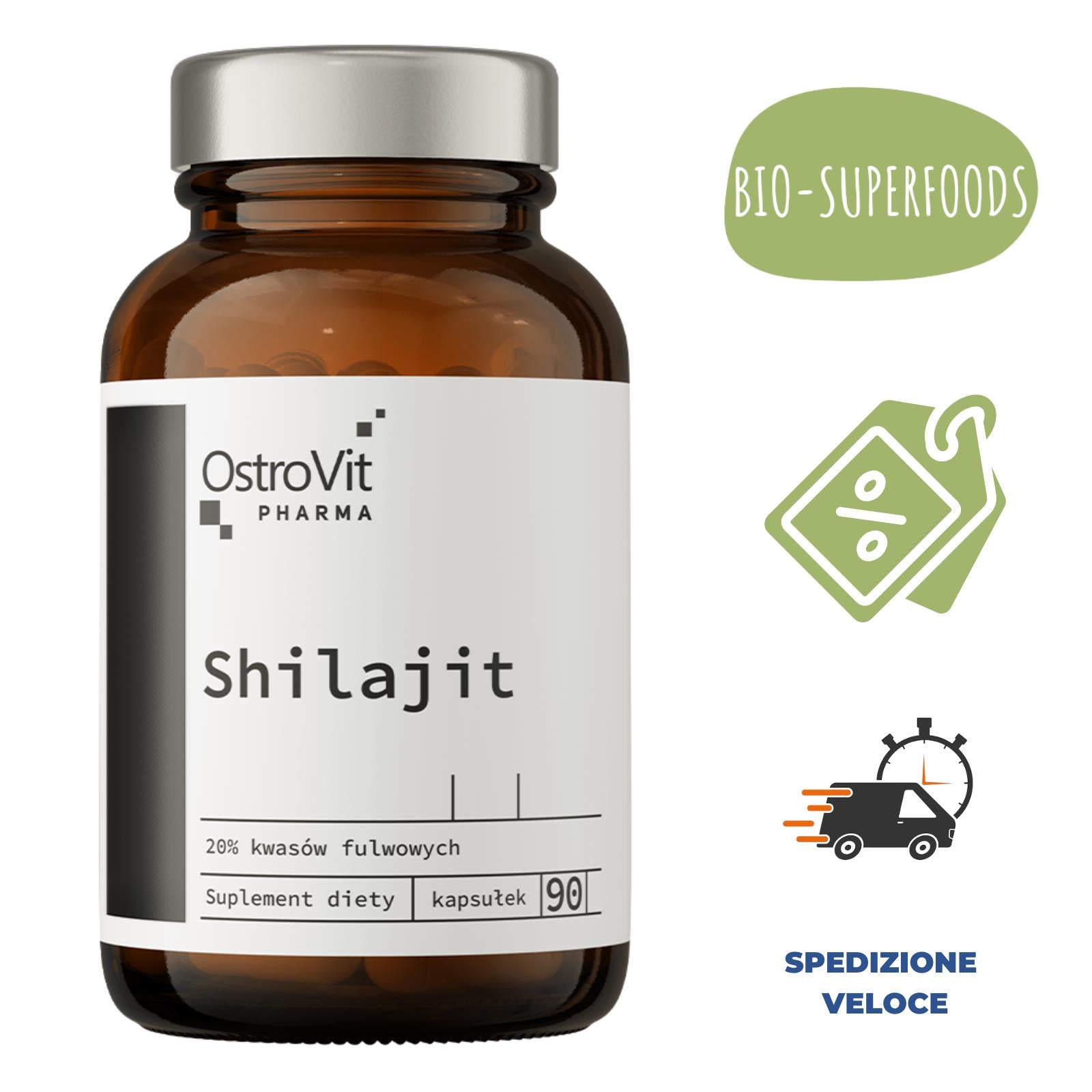 Shilajit Puro Benessere Energia 90cps Forte Himalayano 20% 35g Estratto