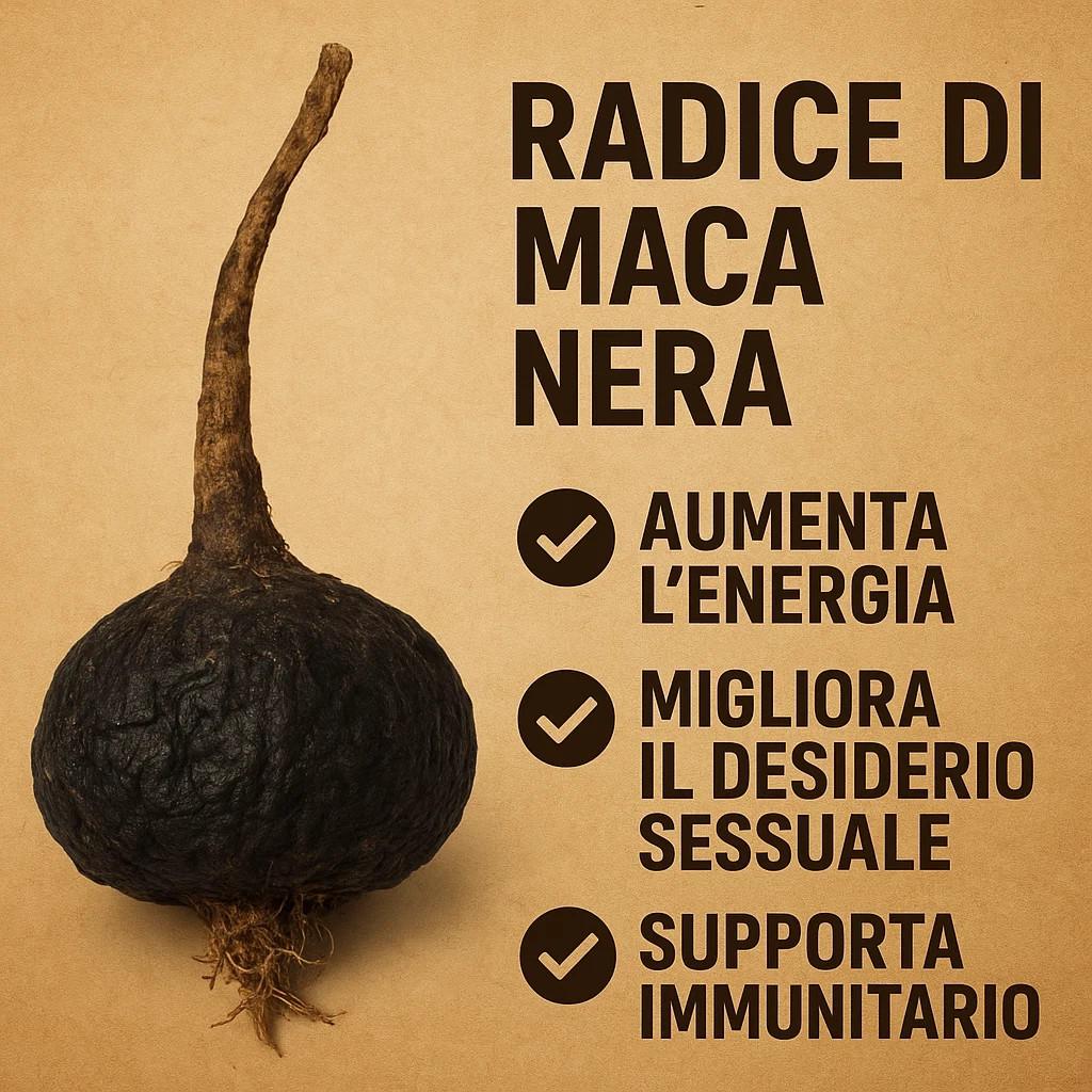 Maca Nera Bio 100 Capsule - Integratore Energizzante Naturale delle Ande