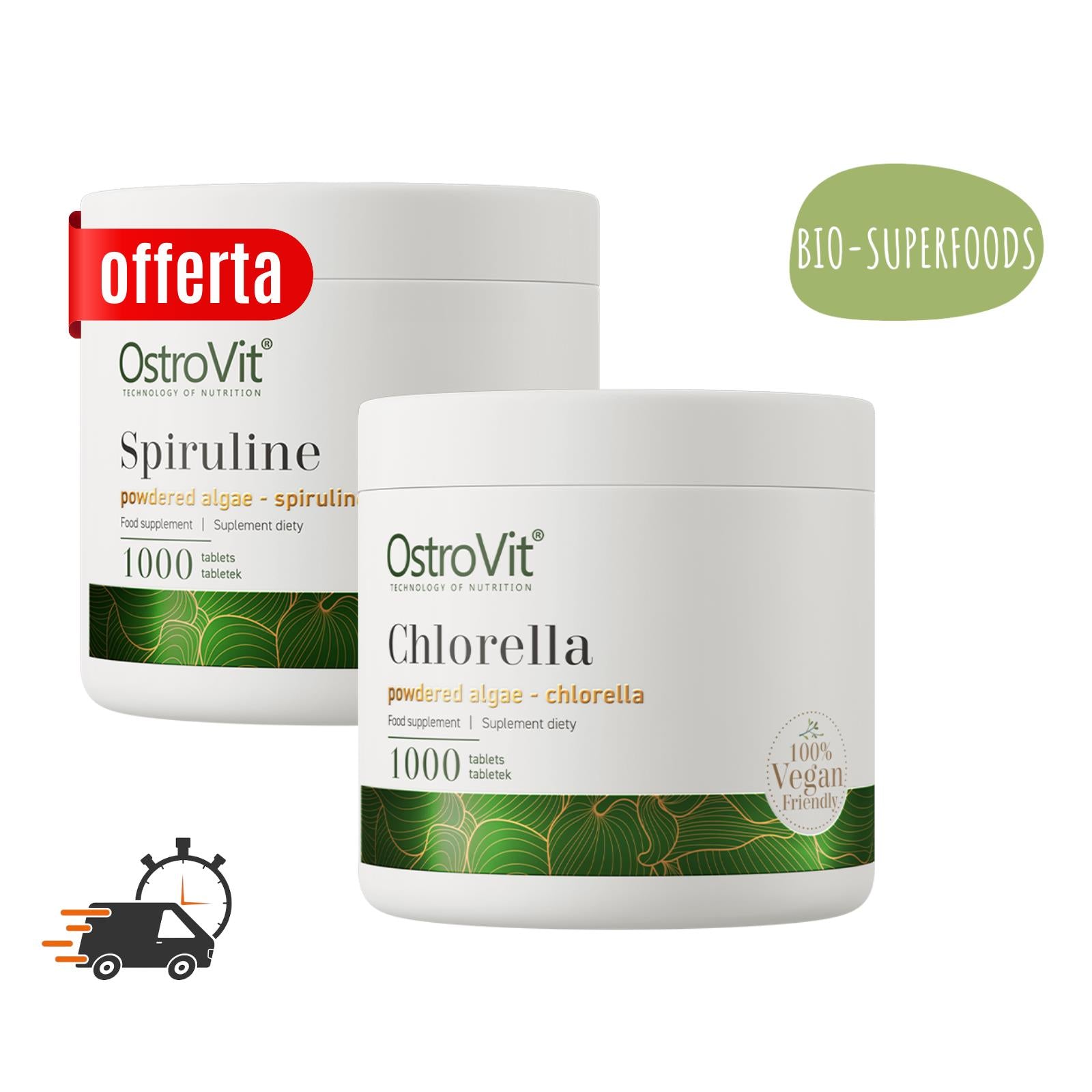 Spirulina e Clorella Antiossidante e Supporto Energetico Detox NO OGM Chlorella