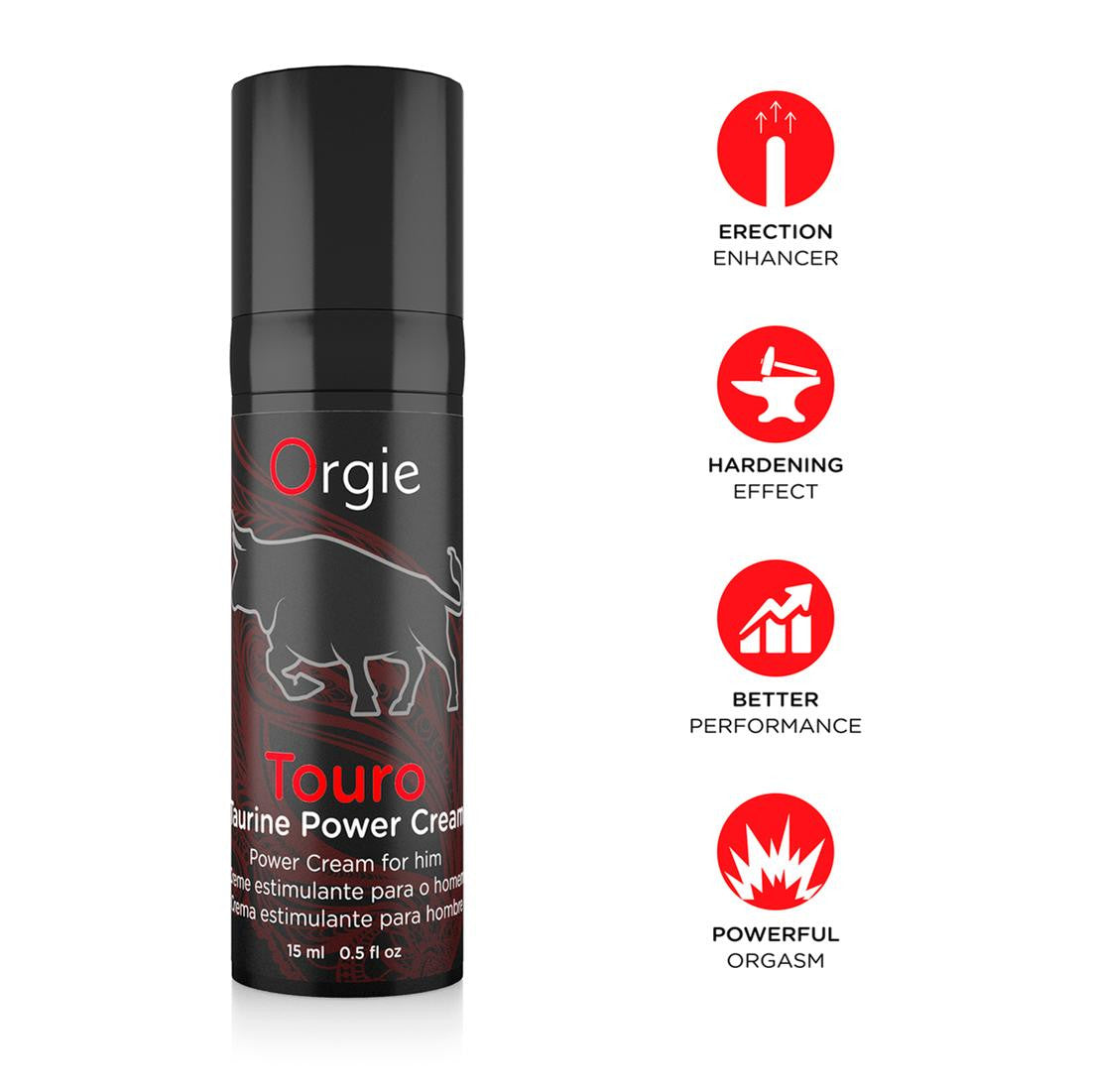 Touro Gel Potenziante Maschile 15ml - Con Taurina, Ginseng e Ginkgo Biloba