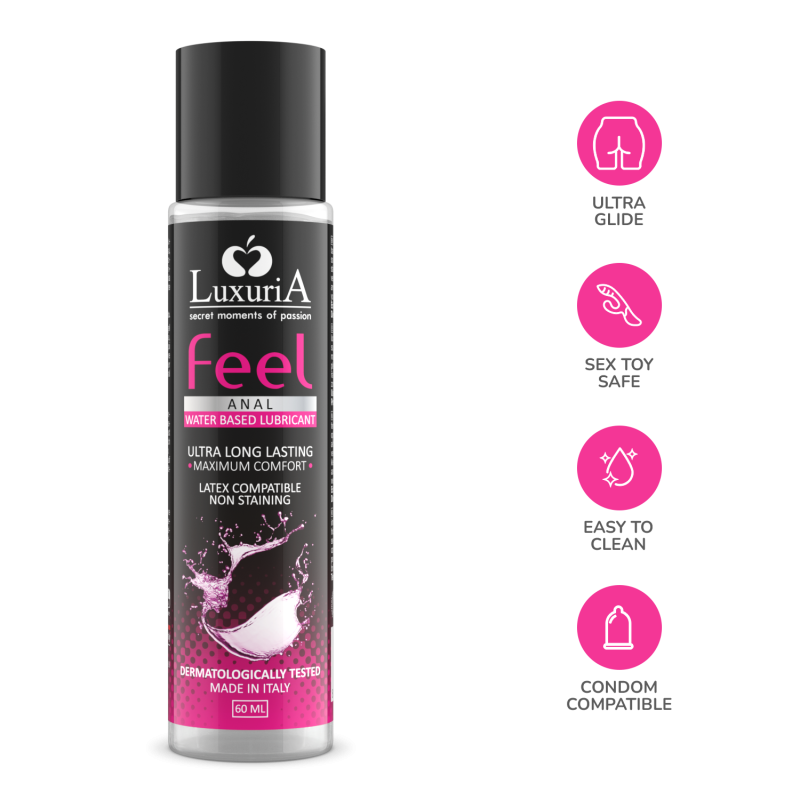 Luxuria Feel Anal 60ml - Lubrificante Anale a Base Acquosa con Estratti Naturali