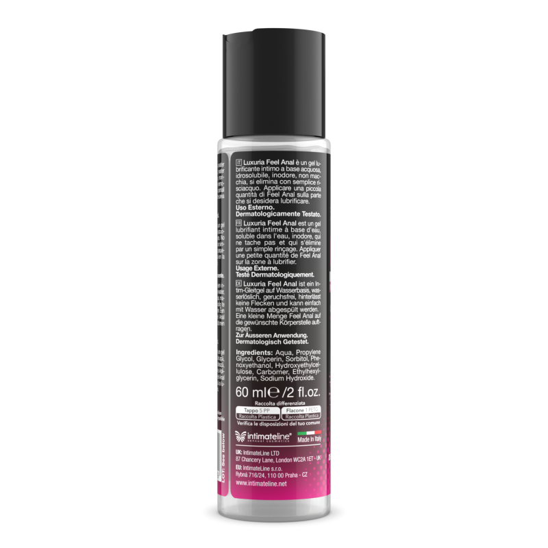 Luxuria Feel Anal 60ml - Lubrificante Anale a Base Acquosa con Estratti Naturali