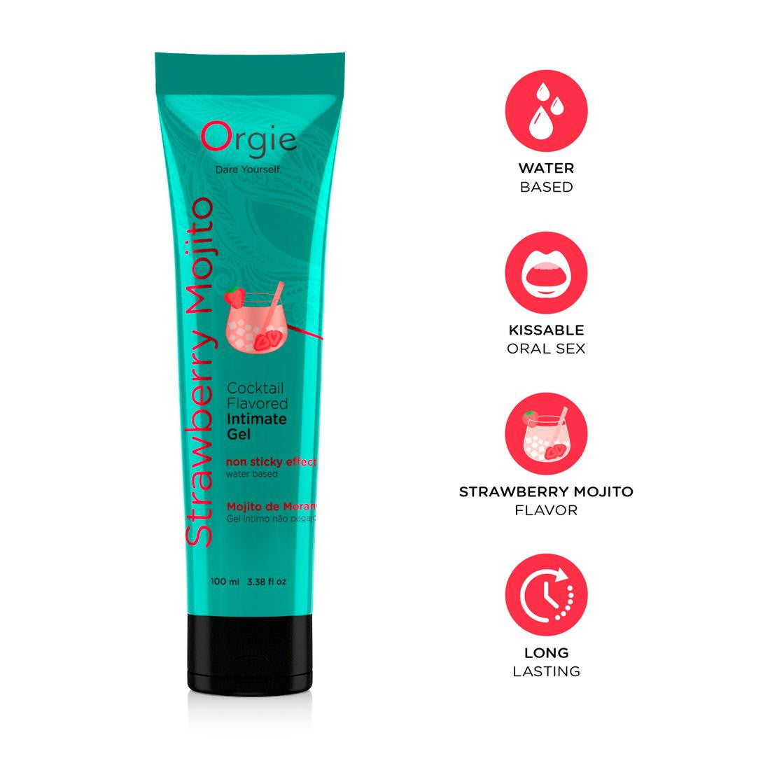 Orgie Lube Tube Strawberry Mojito 100ml - Lubrificante Baciabile Cocktail