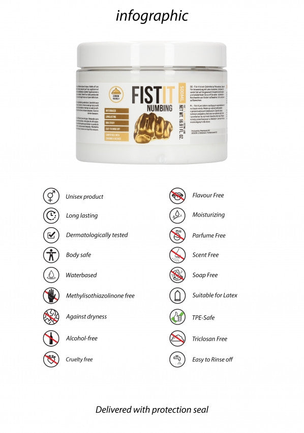 Fist It Numb - Gel Intimo ad Alta Viscosità con Effetto Sensoriale (500ml)